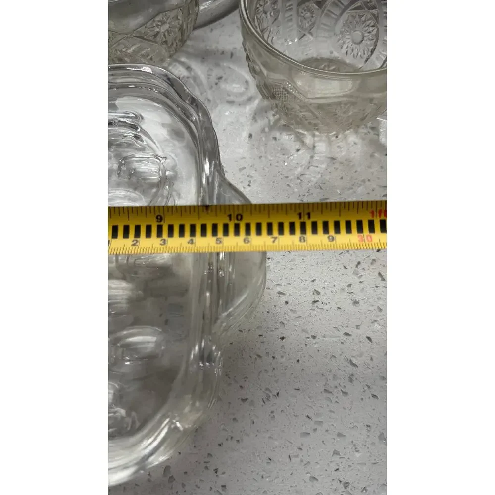 Vintage Federal Glass Company Columbus Ohio A 8 Snack Set 4 Cups & 4 Plates